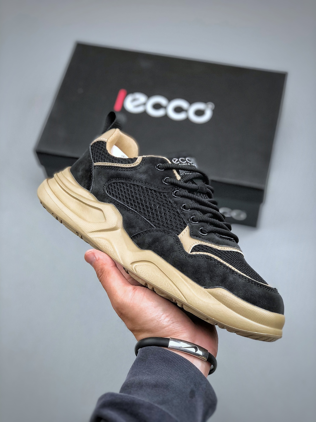 ECCO BIOM Breathable Sneakers Black/Beige