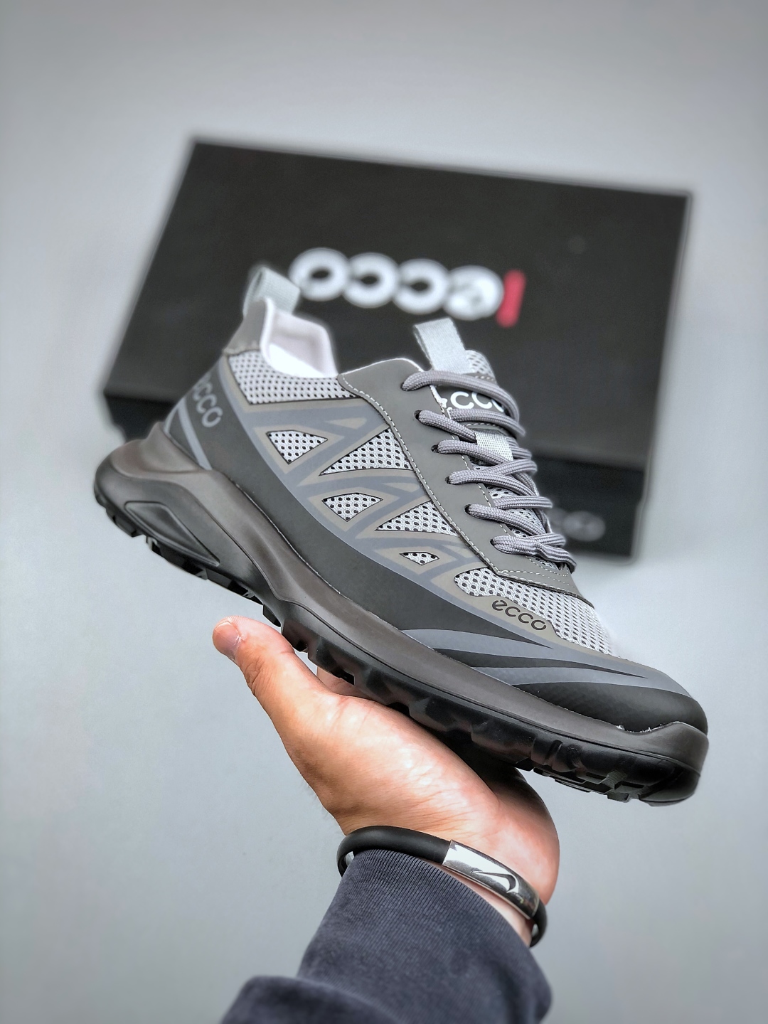 ECCO Breathable Trail Running Sneakers Gray
