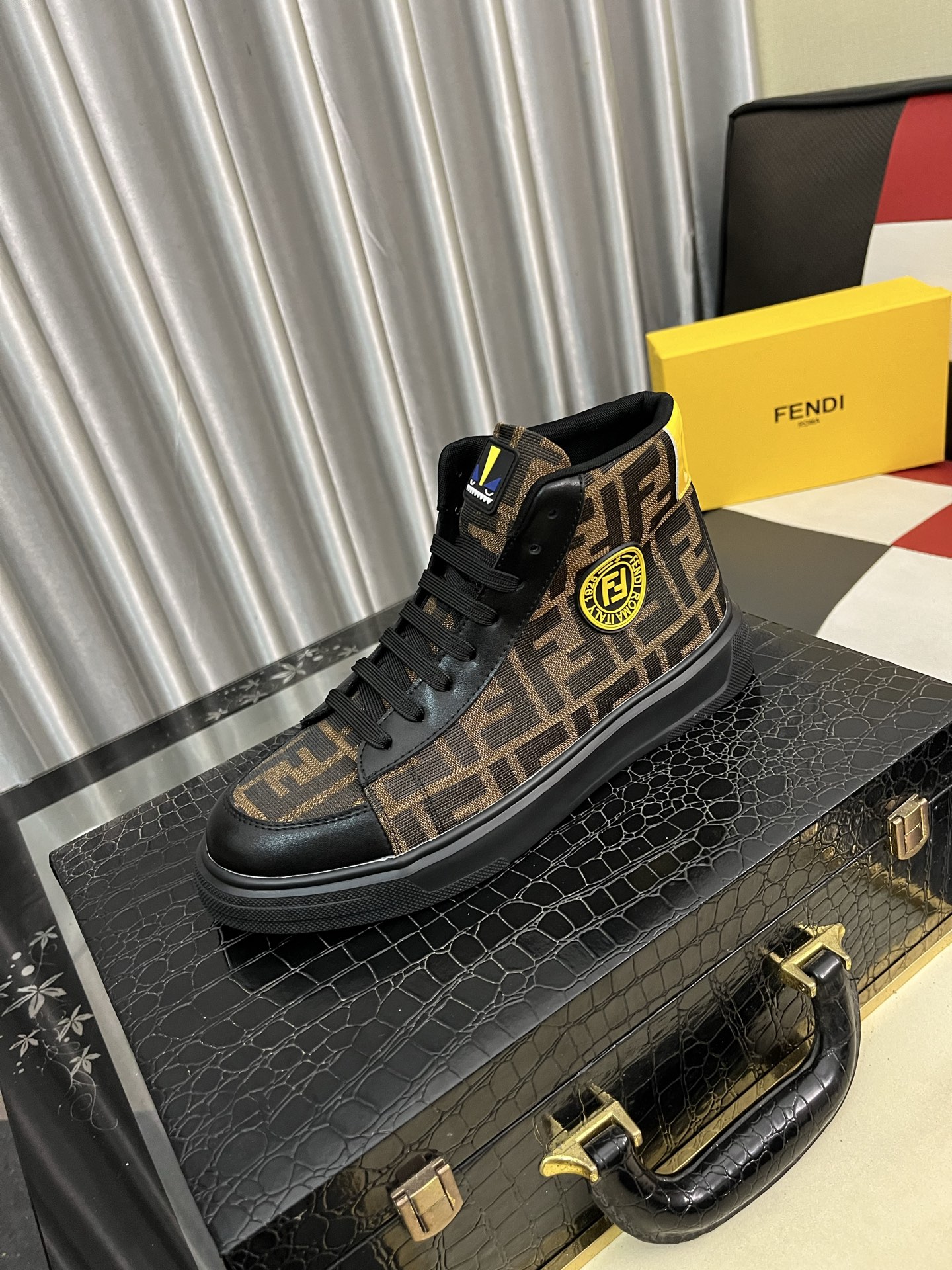 Fendi FF High-Top Sneakers Brown