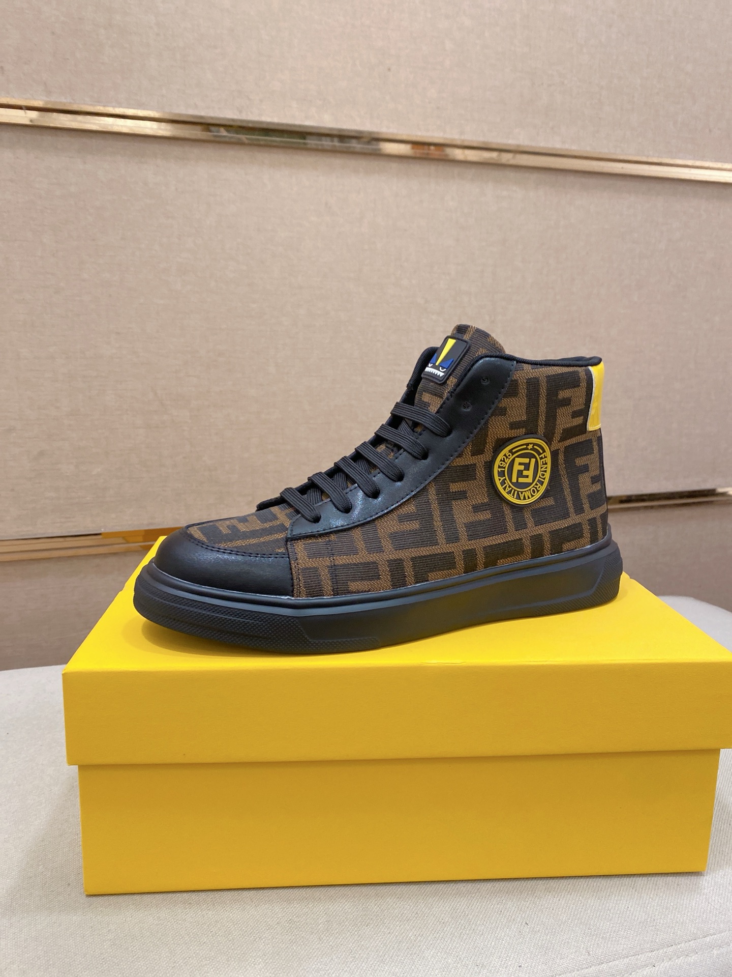 Fendi FF High-Top Sneakers Brown