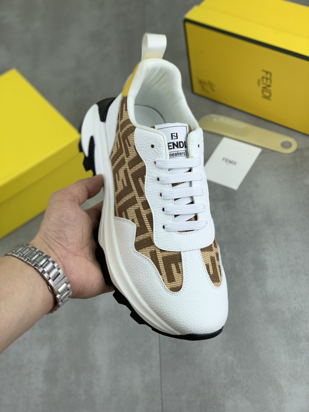 Fendi FF Chunky Sneakers White/Brown