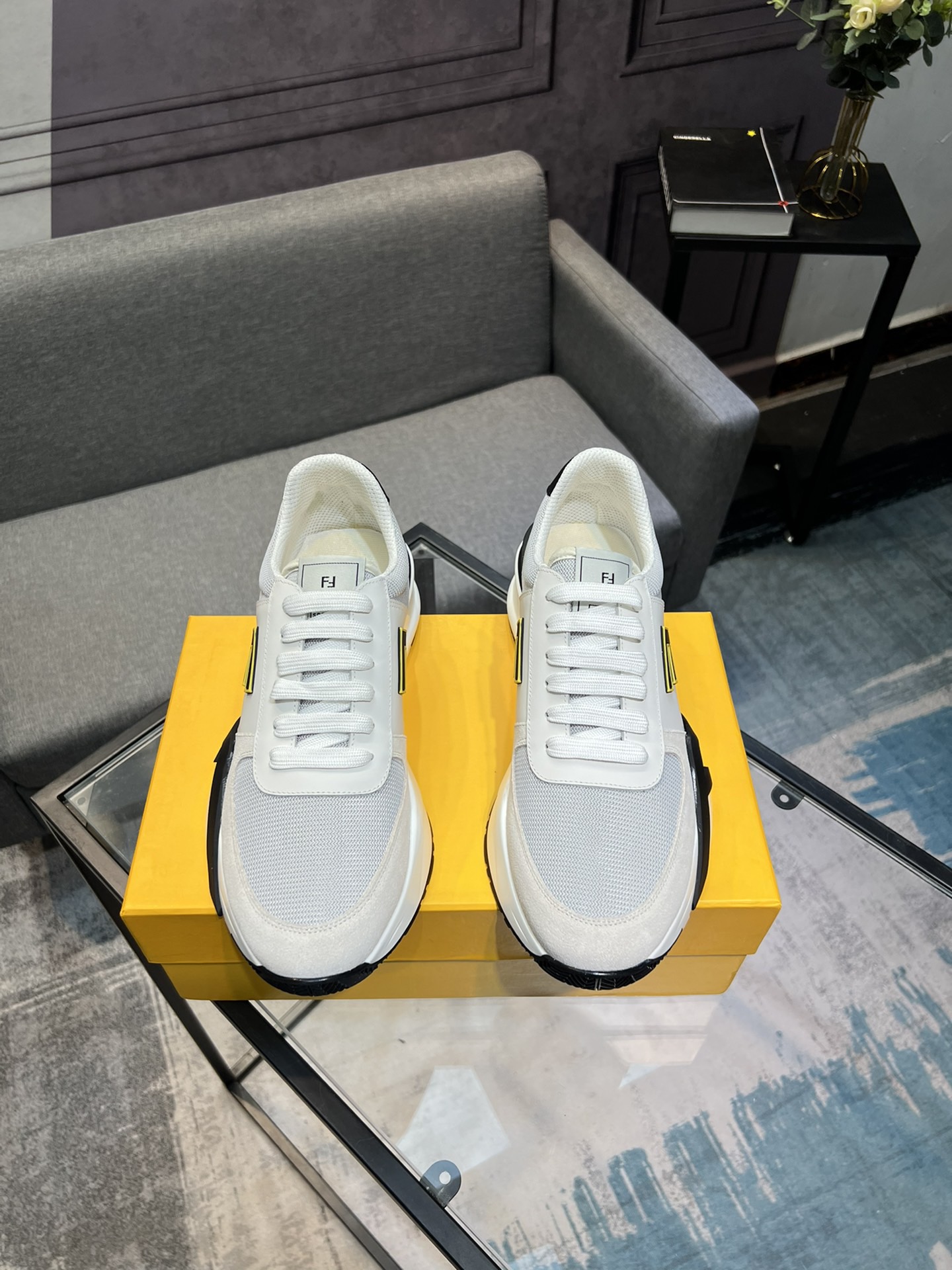 Fendi FF Logo Mesh Sneakers White