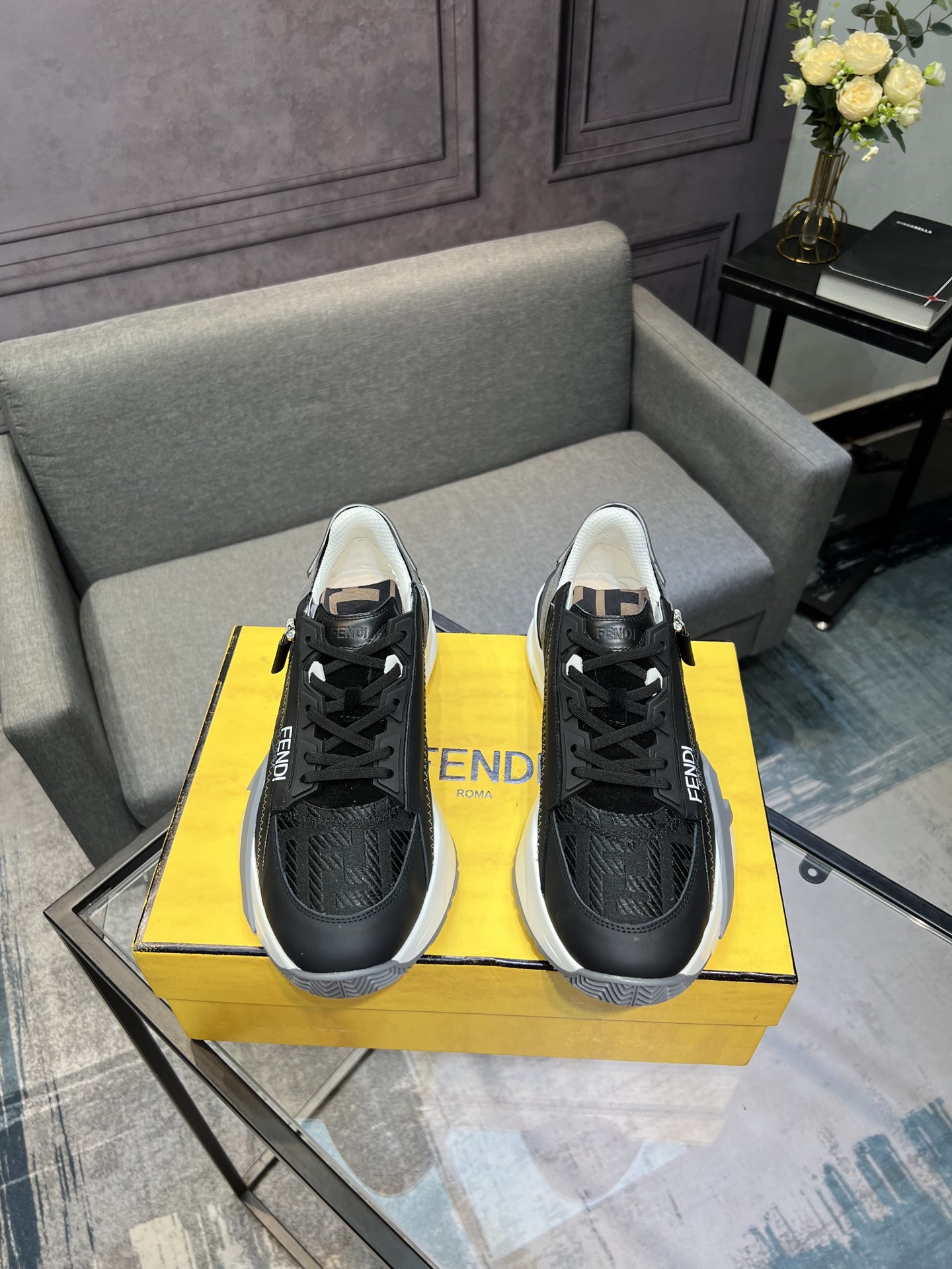Fendi Flow Mesh Runner Sneakers Black