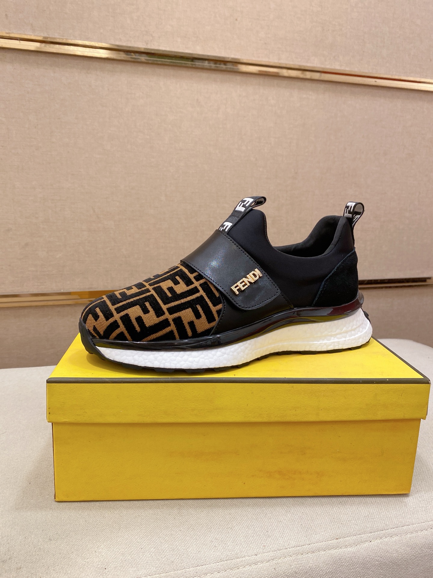 Fendi FF Knit Slip-On Sneaker Brown