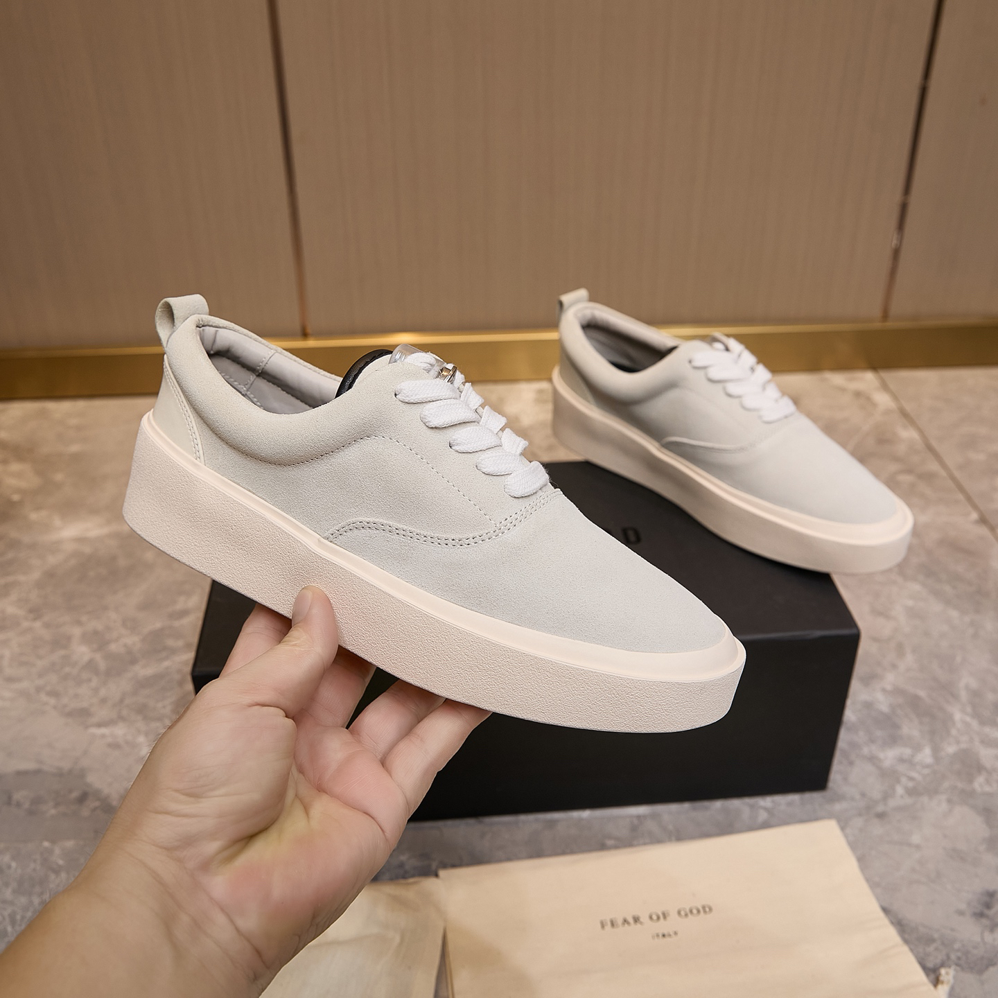 Fear of God FOG 101 Suede Skate Shoes Light Grey