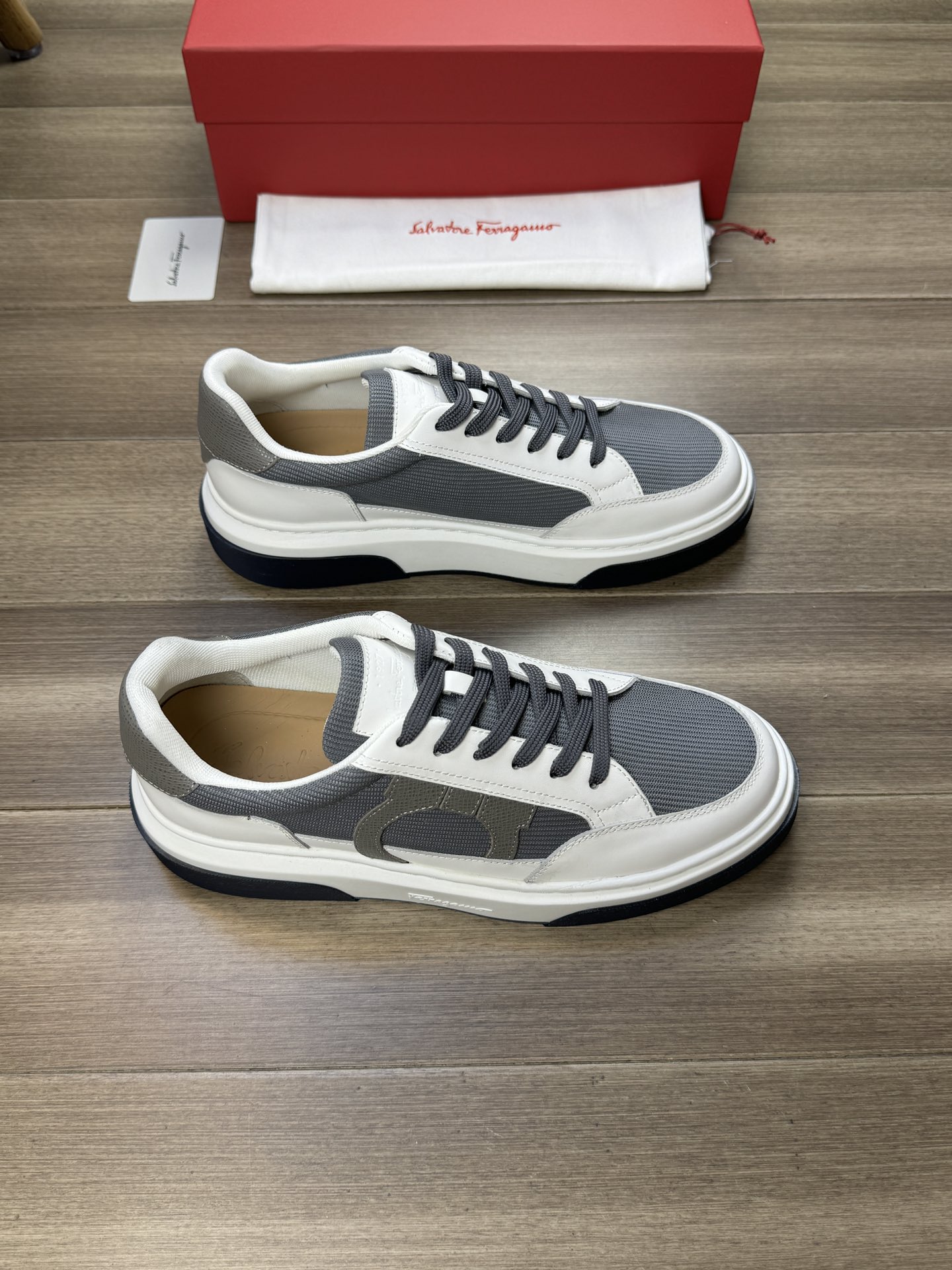 Ferragamo Logo Canvas Sneakers Grey