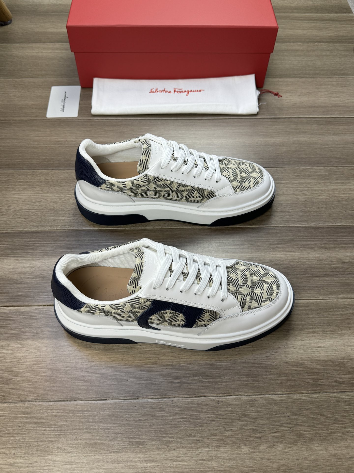 Ferragamo Monogram Low-Top Sneakers Navy