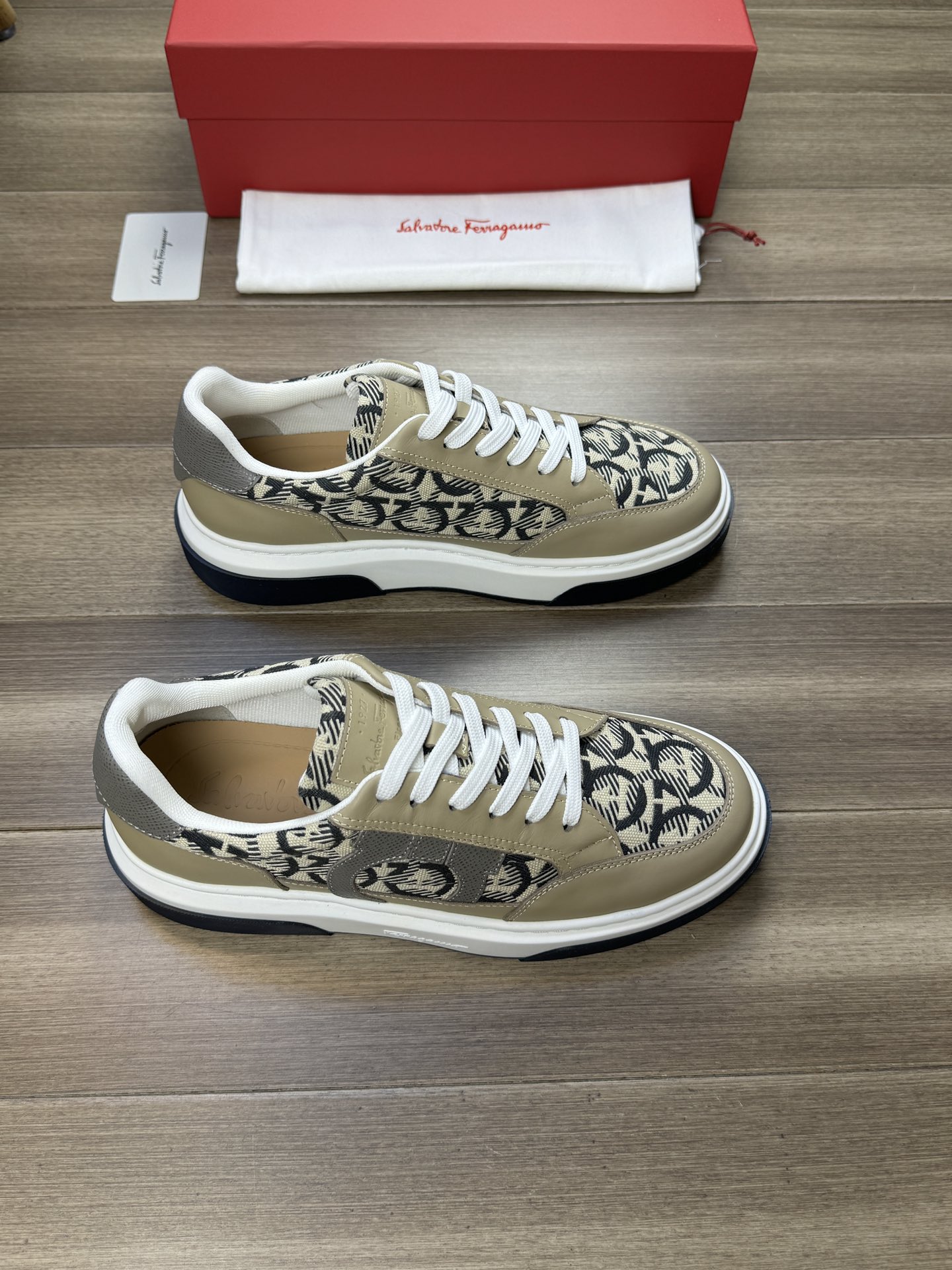 Ferragamo Gancini Canvas Sneakers Khaki