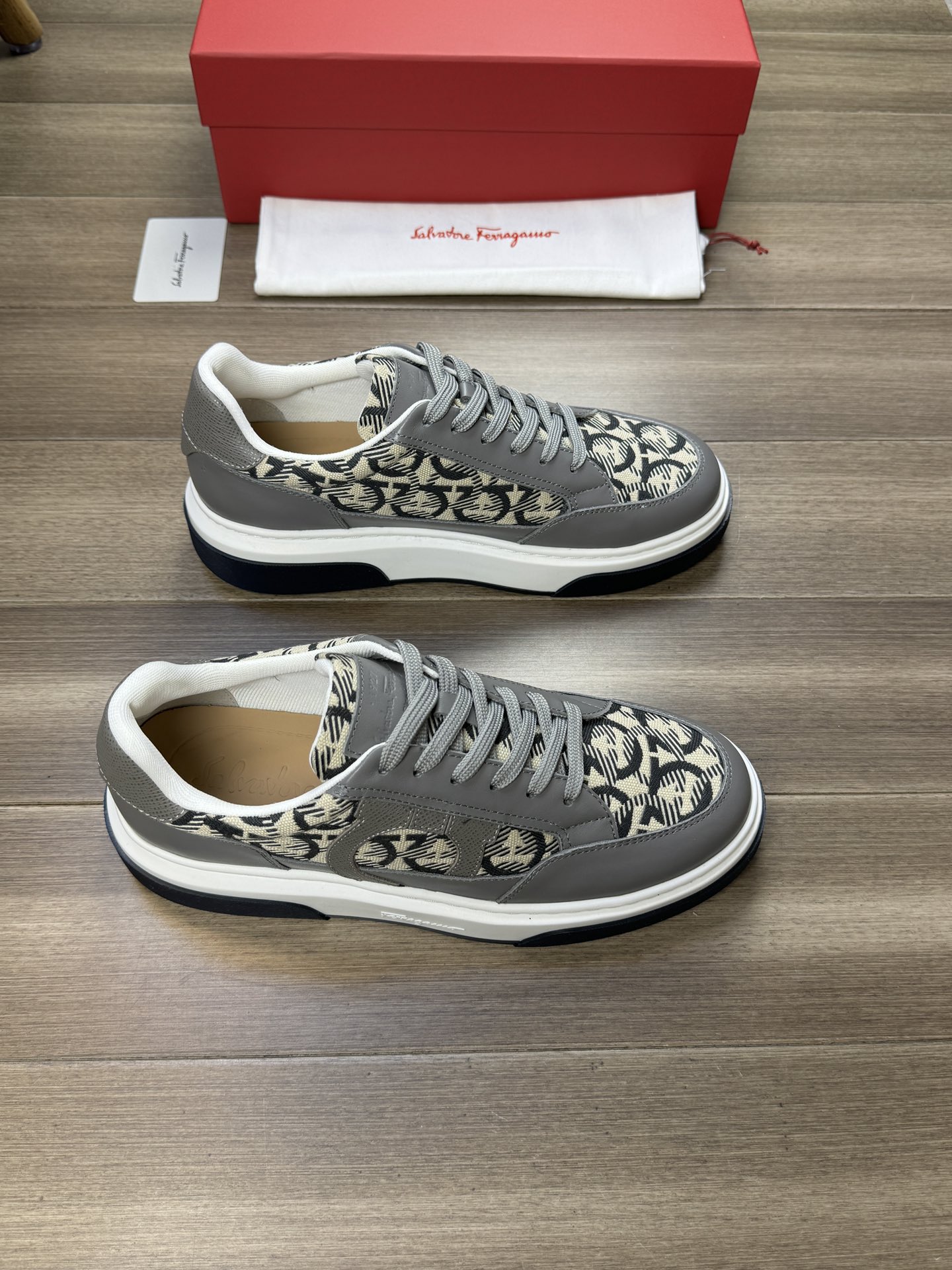 Ferragamo Gancini Canvas Sneakers Grey