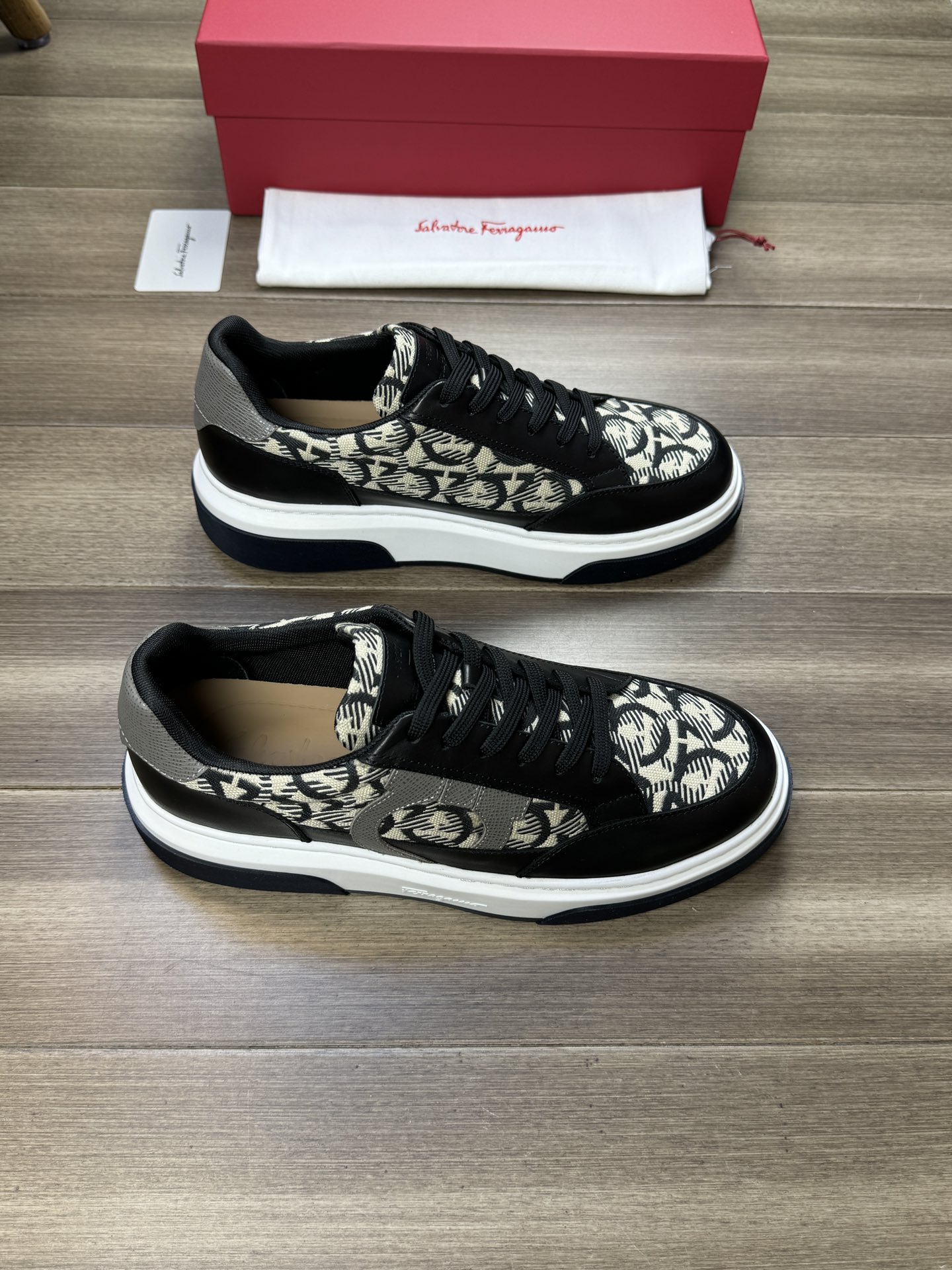 Ferragamo Logo Canvas Sneakers Black