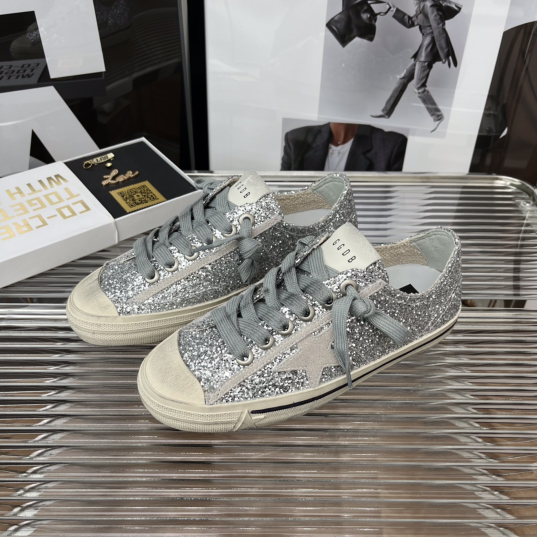Golden Goose VSTAR2 Glitter Sneakers Silver