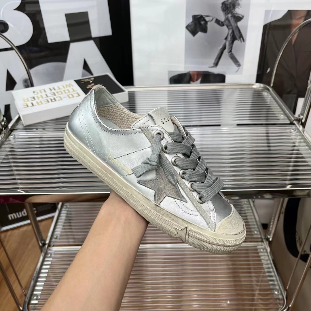 Golden Goose V-Star2 Canvas Sneakers Silver