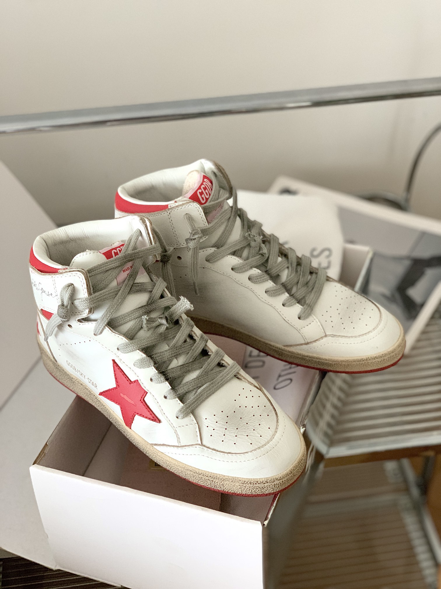 Golden Goose SKY-STAR High-Top Sneakers Red