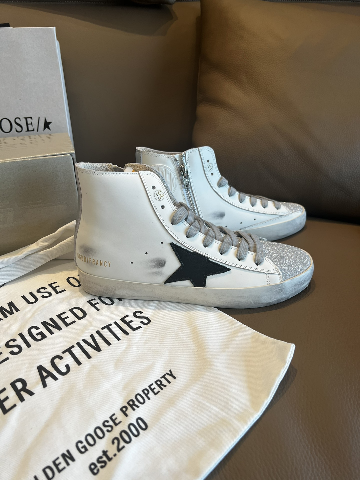 Golden Goose Superstar High-Top Sneakers White/Black/Silver
