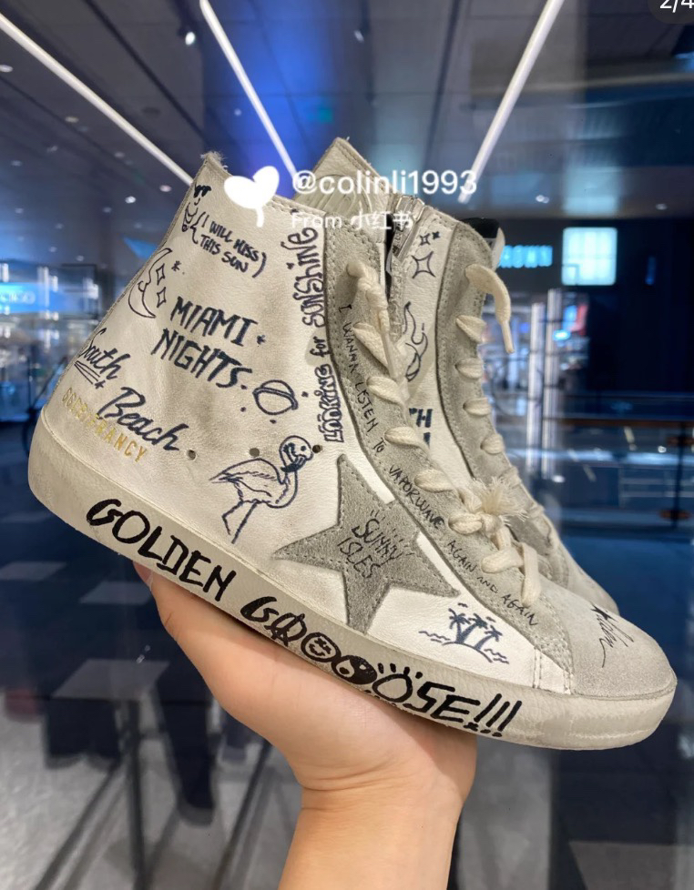 Golden Goose Superstar High-Top Graffiti Sneakers Grey