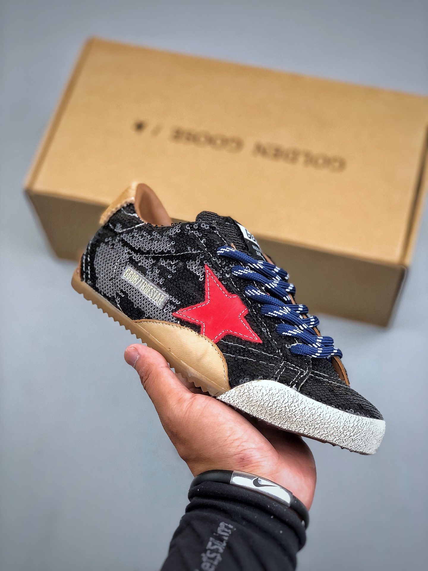 Golden Goose True Star Sequin Sneakers Black/Red