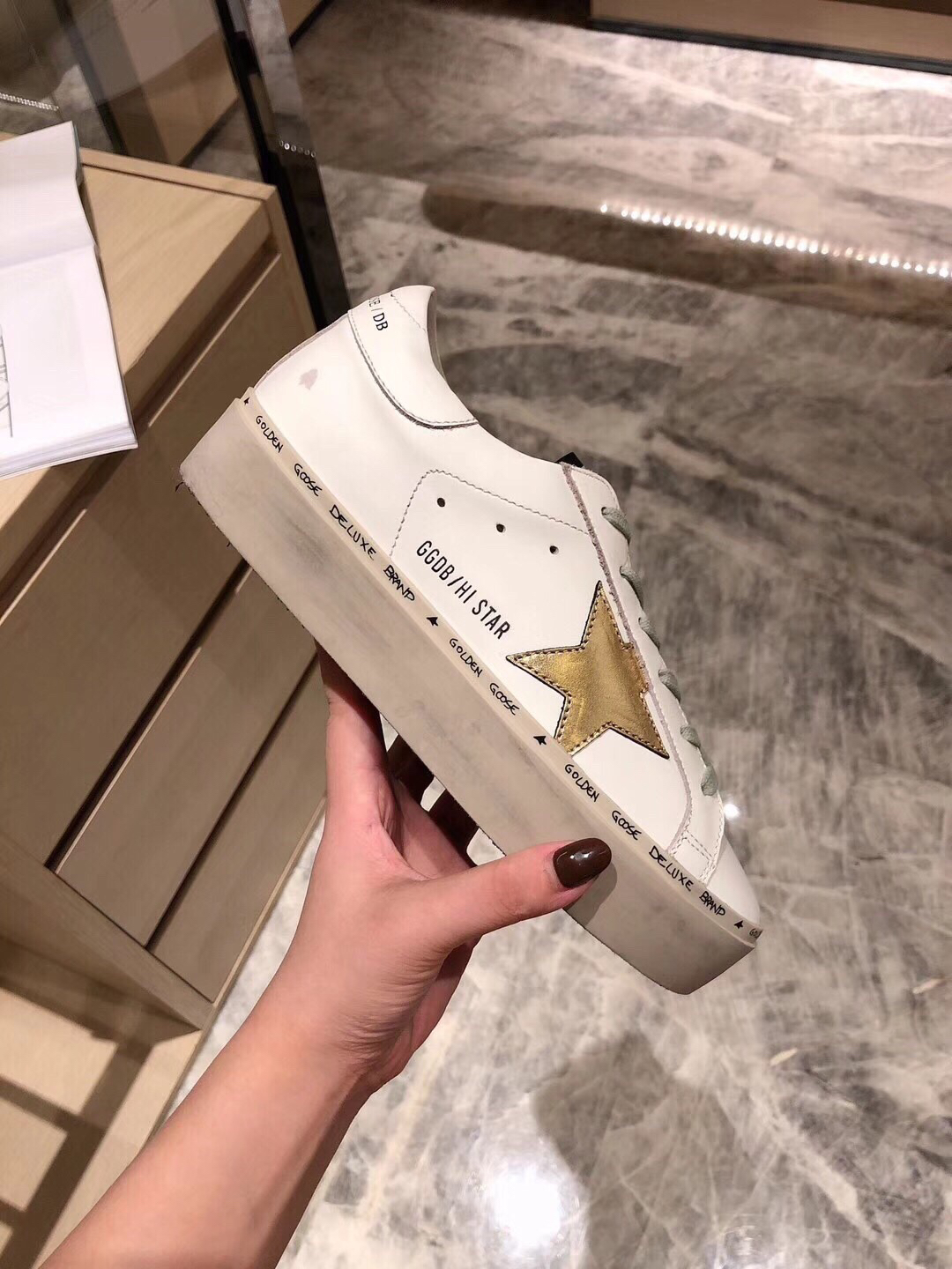 Golden Goose Hi Star Platform Sneakers White/Gold