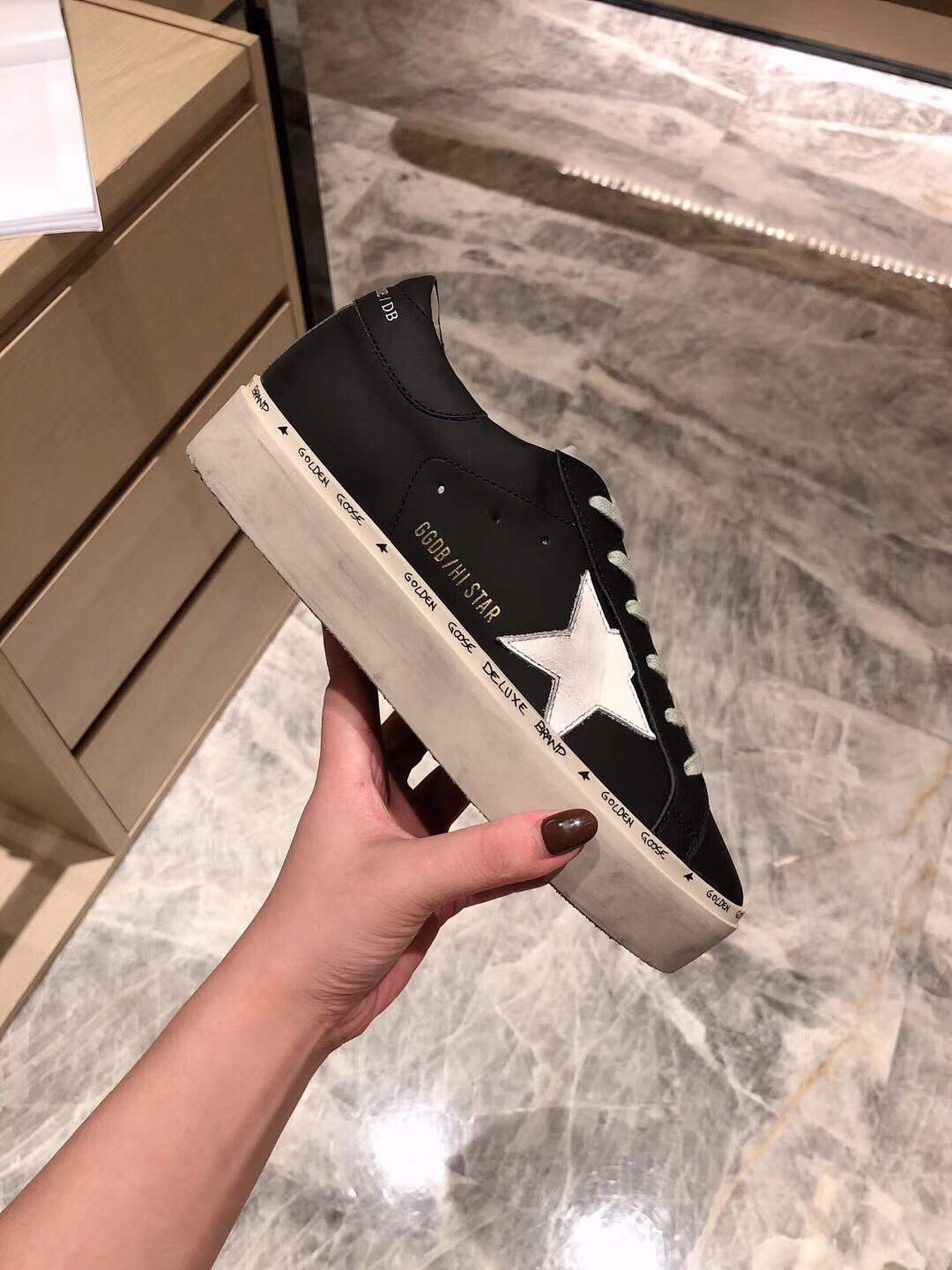 Golden Goose Hi Star Platform Sneakers Black/White