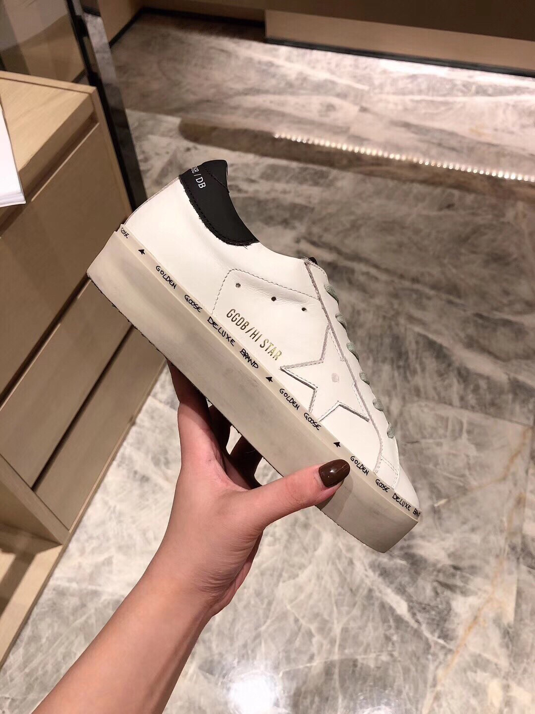 Golden Goose Hi Star Platform Sneakers Black/White