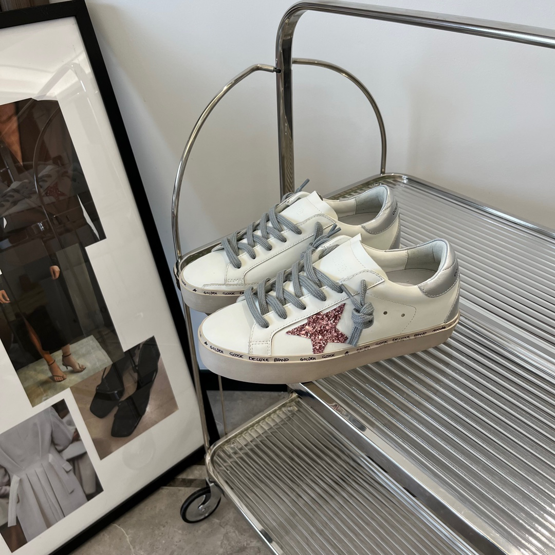 Golden Goose Hi Star Platform Sneakers White Pink Silver