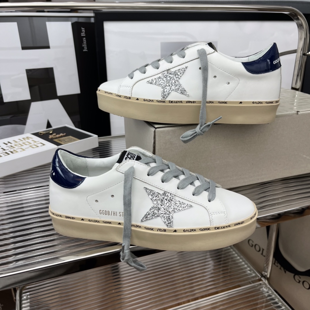 Golden Goose Hi Star Platform Sneakers White/Navy
