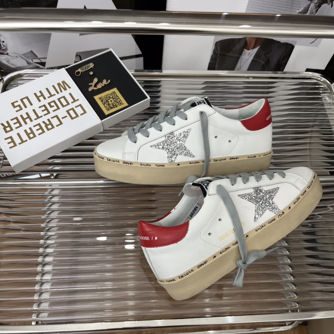 Golden Goose Hi Star Platform Sneakers White/Red