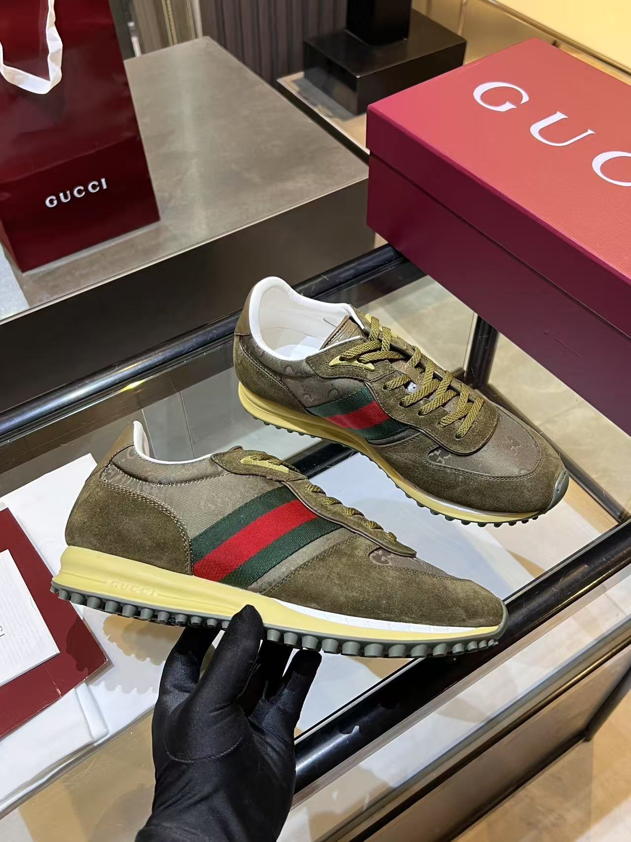 Gucci Re-Motion Platform Sneakers Olive