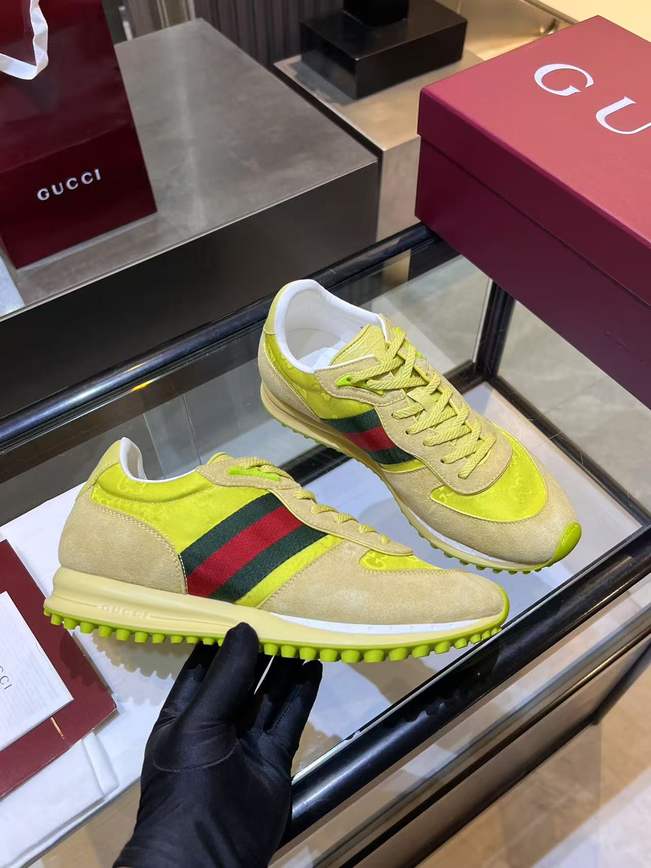 Gucci Re-Motion Platform Sneakers Lime