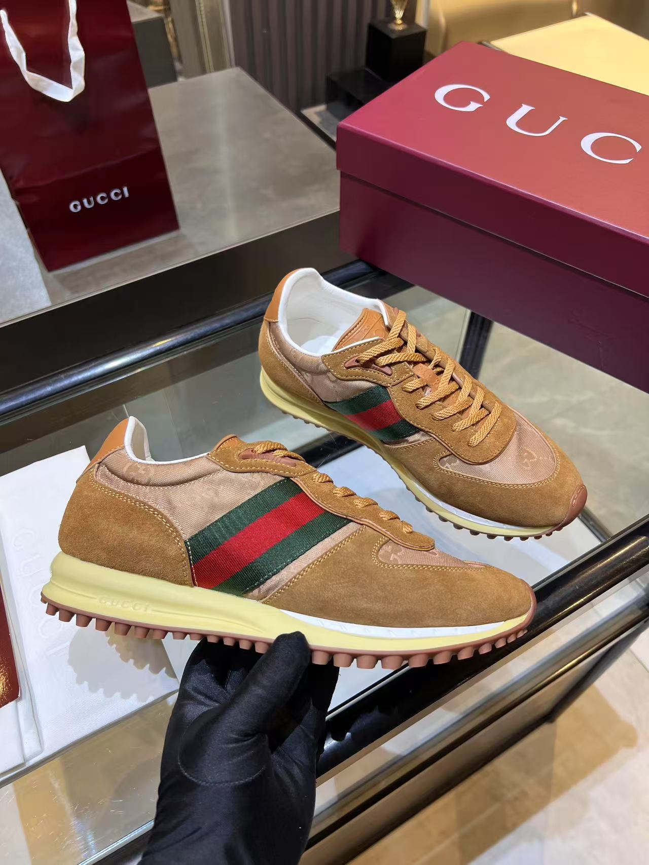 Gucci Re-Motion Platform Sneakers Khaki