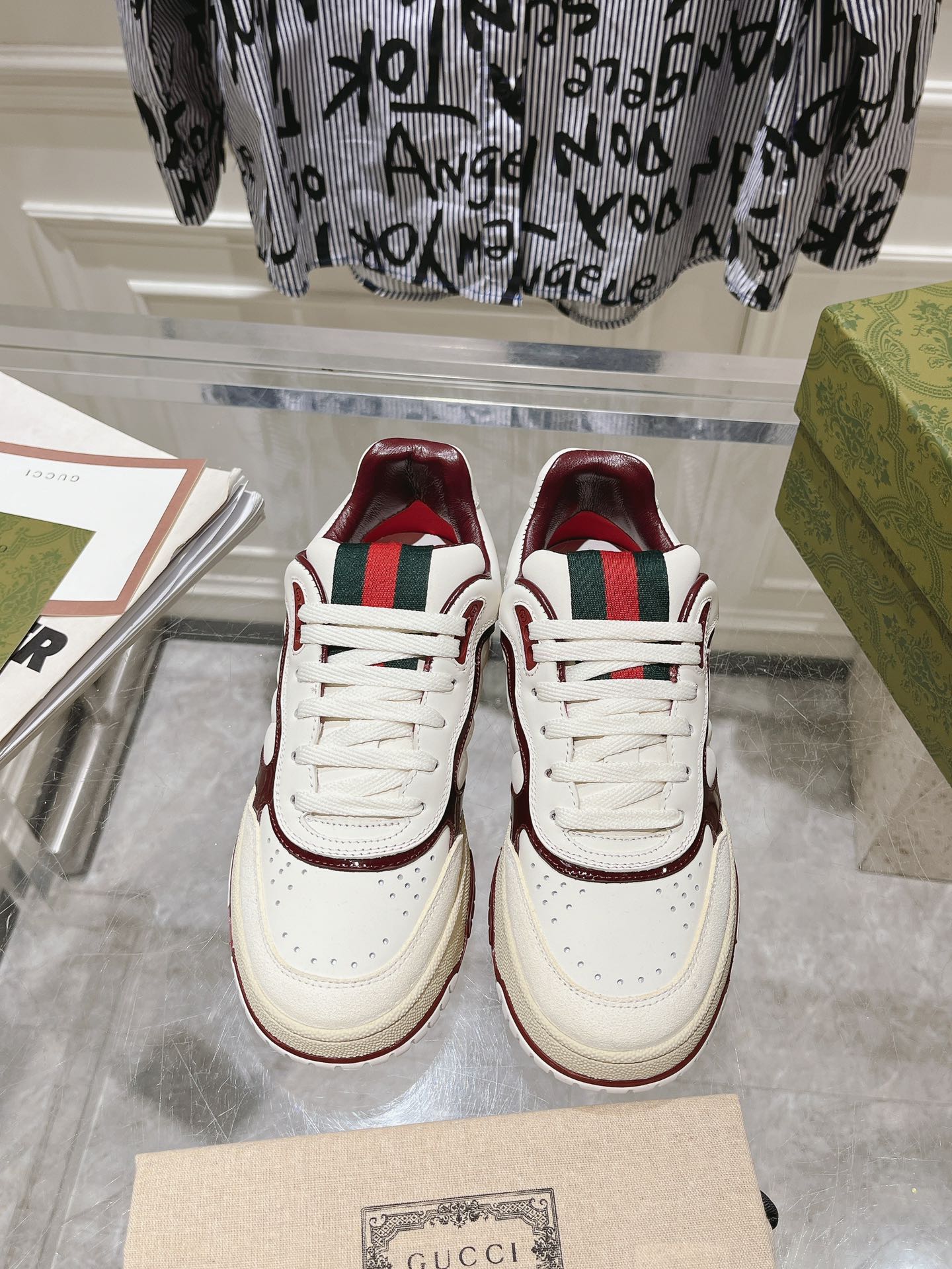 Gucci Vintage Low-Top Sneakers White/Burgundy