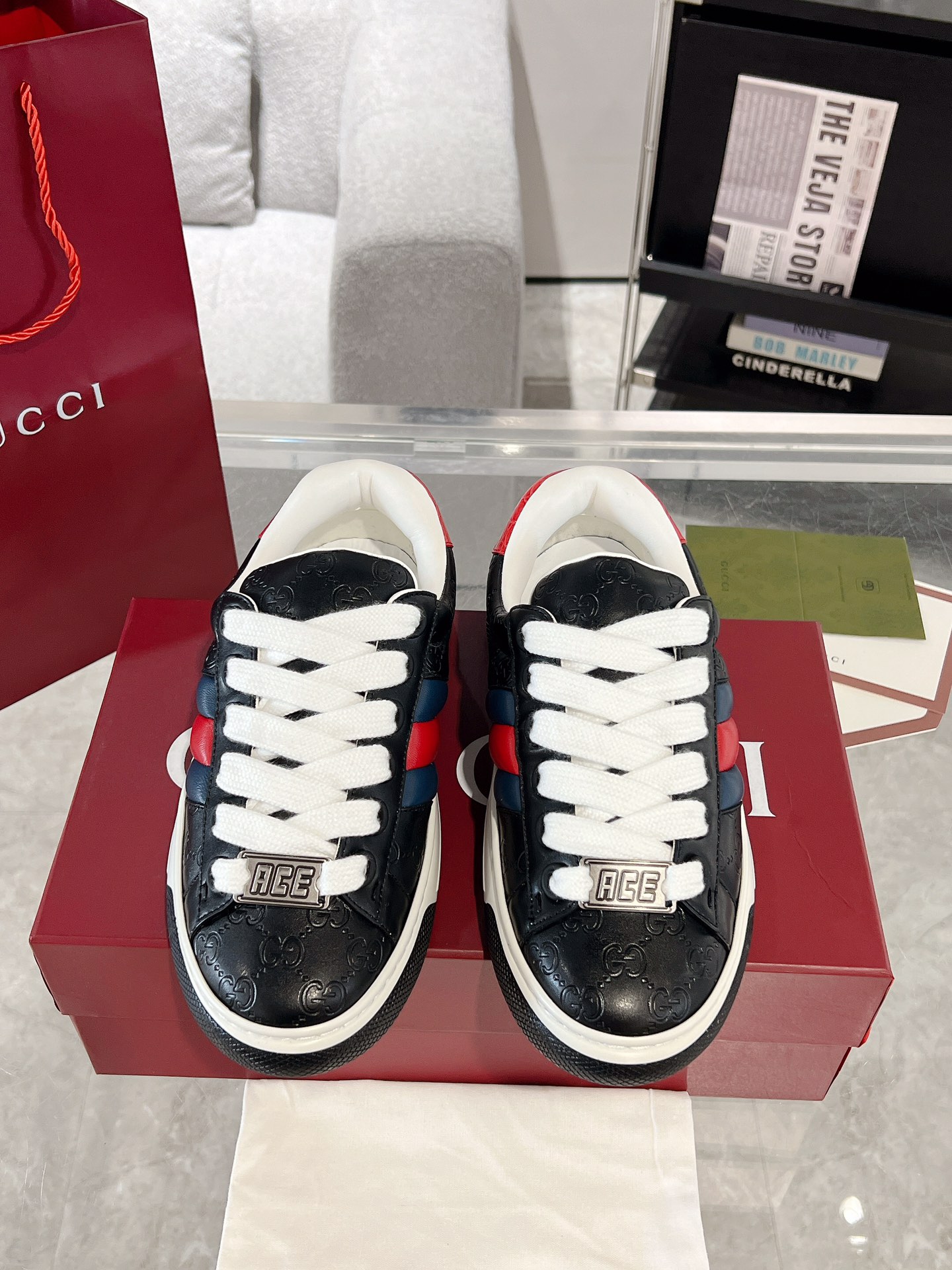 Gucci Ace Thick-Sole Sneakers Multicolor