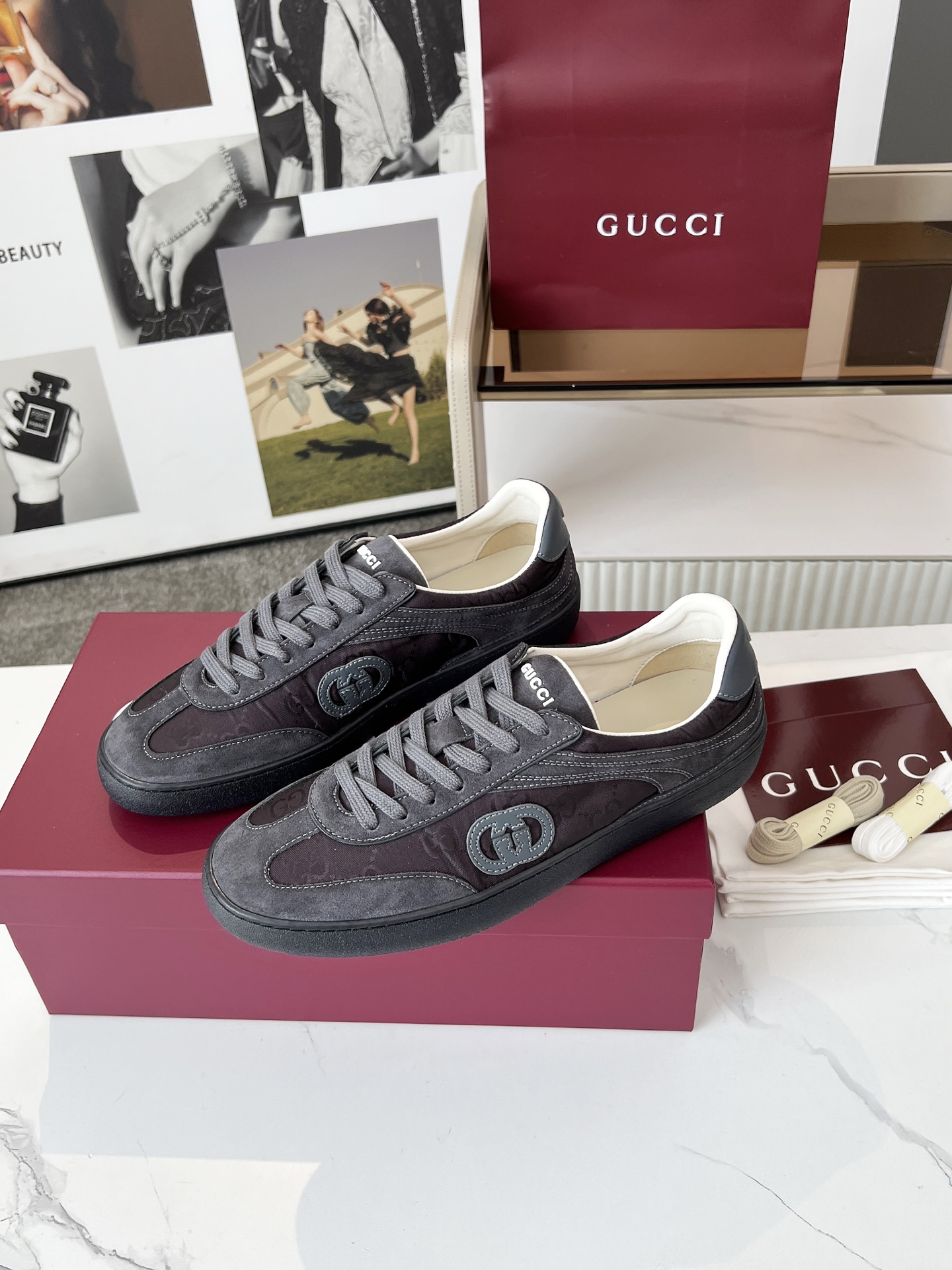 Gucci GG Trainer Sneakers Gray