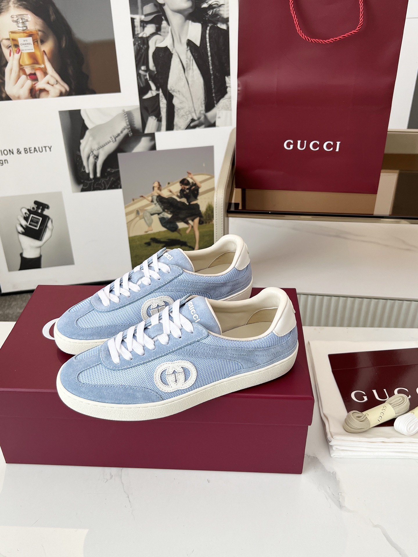 Gucci GG Trainer Sneakers Light Blue