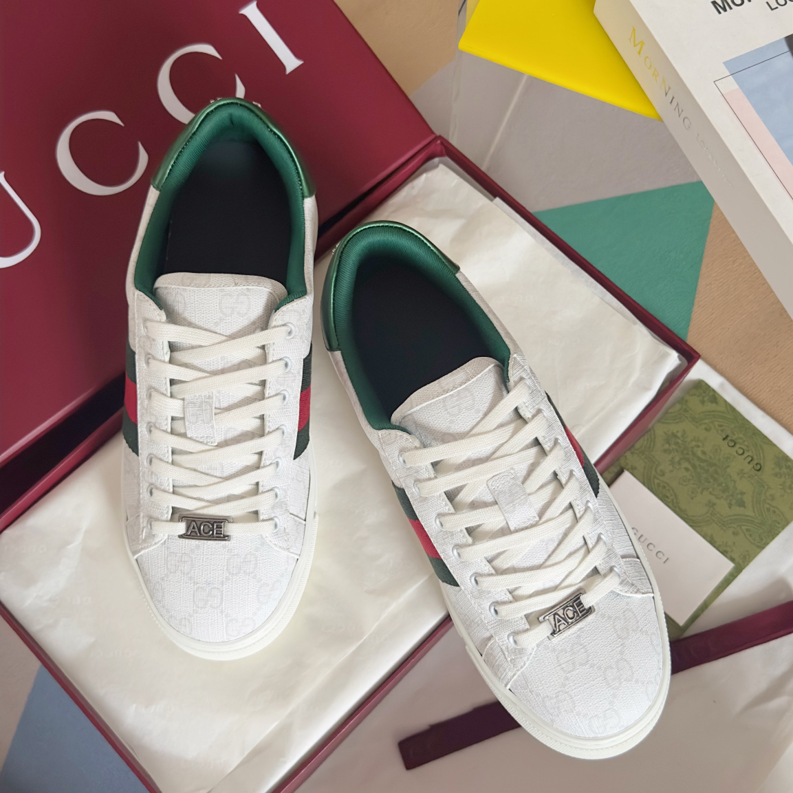 Gucci Ace GG Canvas Sneakers White/Green/Red