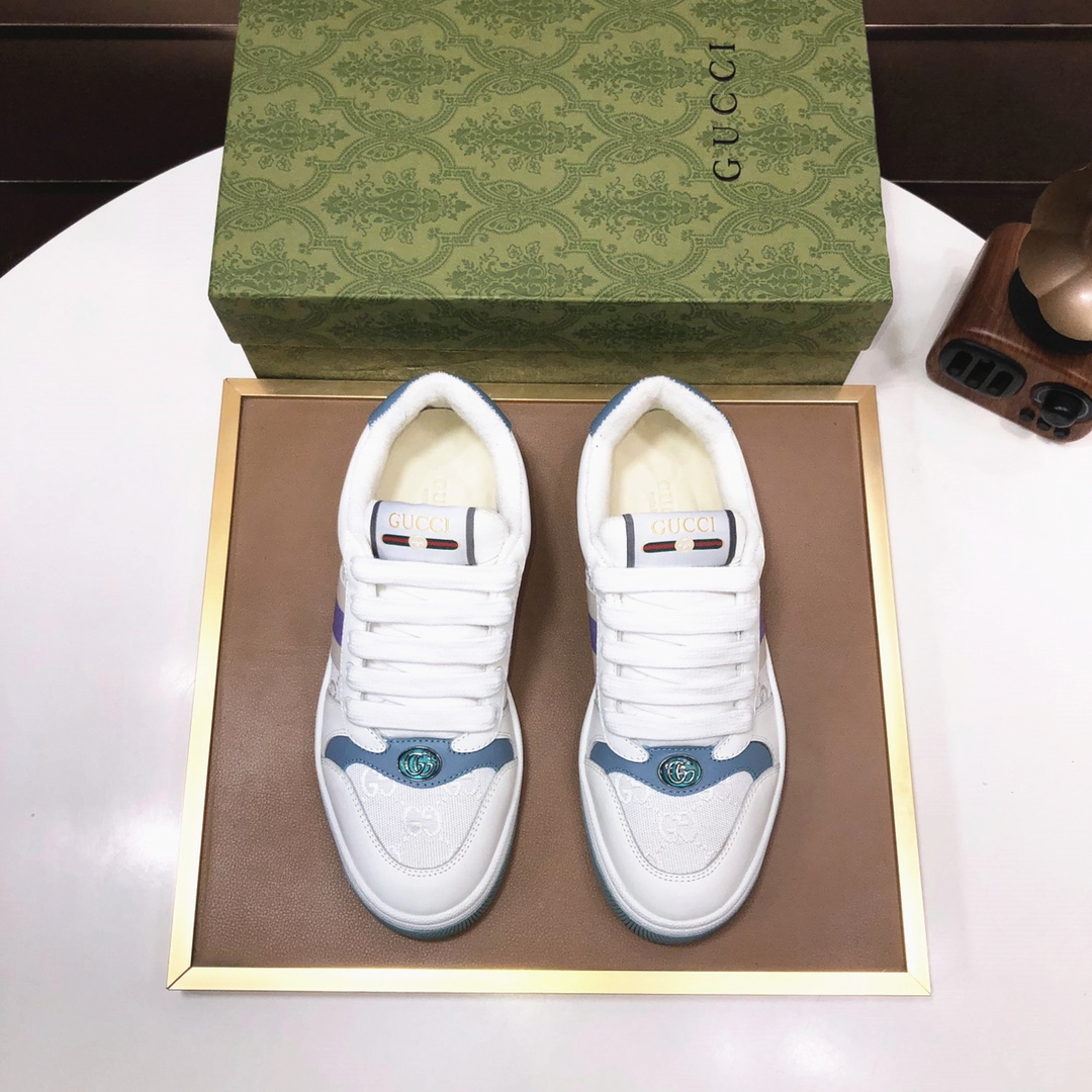 Gucci GG Canvas Low-Top Sneakers White/Blue