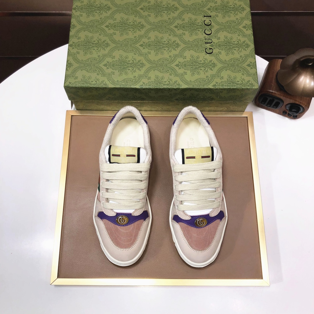 Gucci Web Stripe Low-Top Sneakers Beige Purple