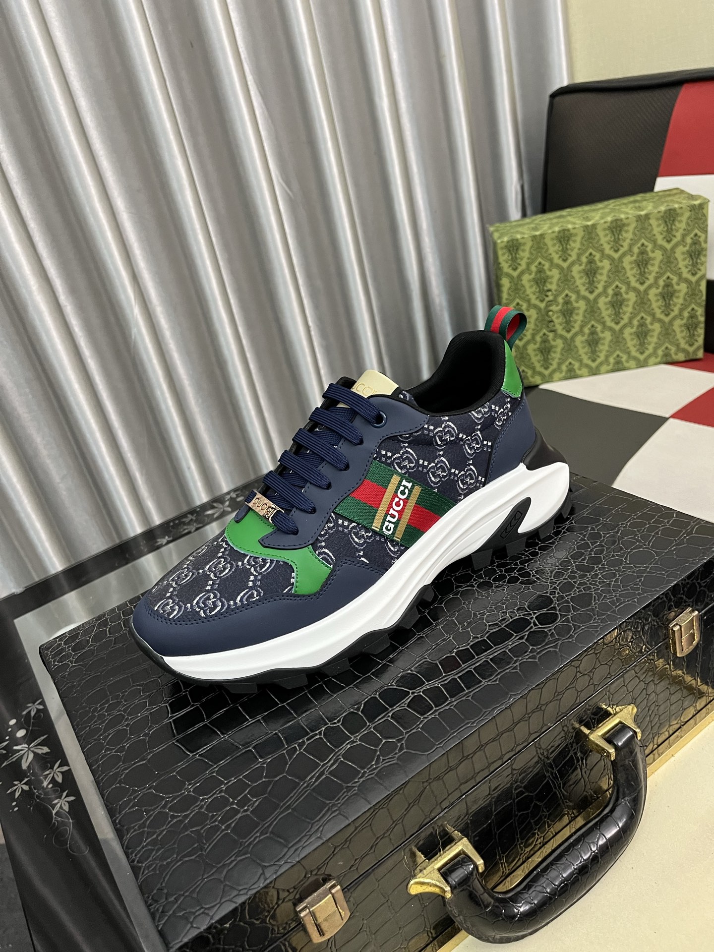 Gucci GG Canvas Chunky Sneakers Navy/Green/Red