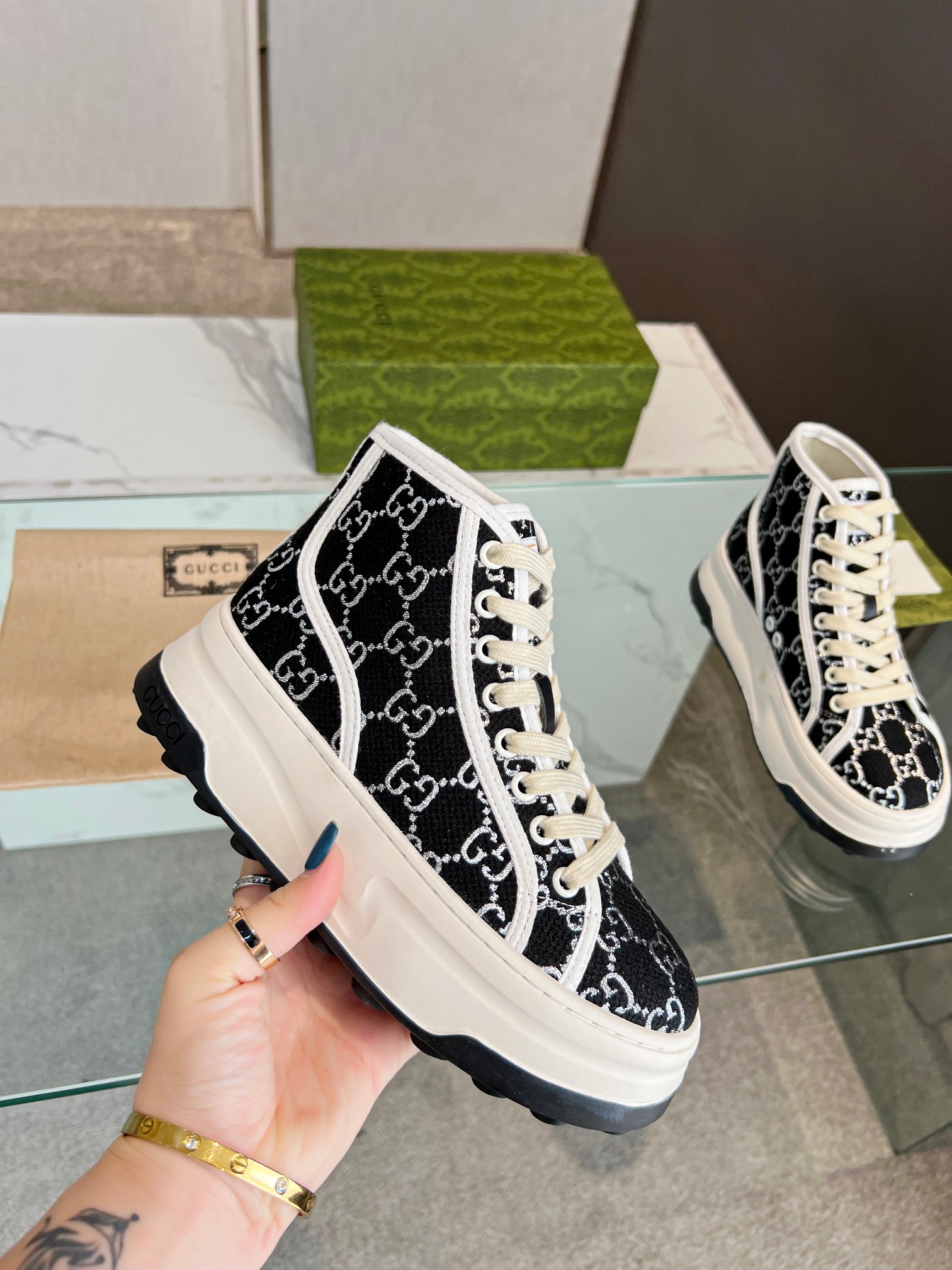 Gucci GG Platform High-Top Sneakers Black