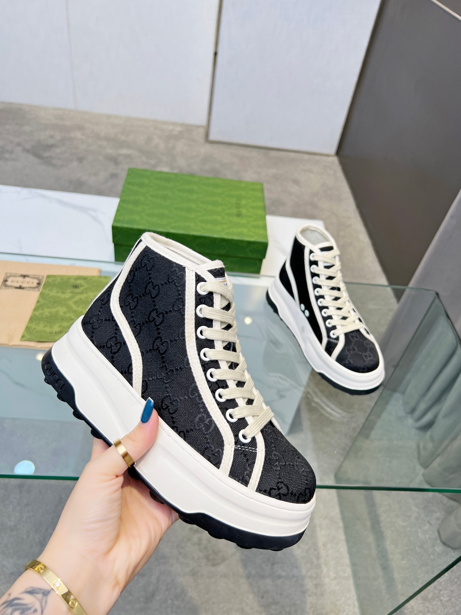 Gucci GG Platform High-Top Sneakers Black