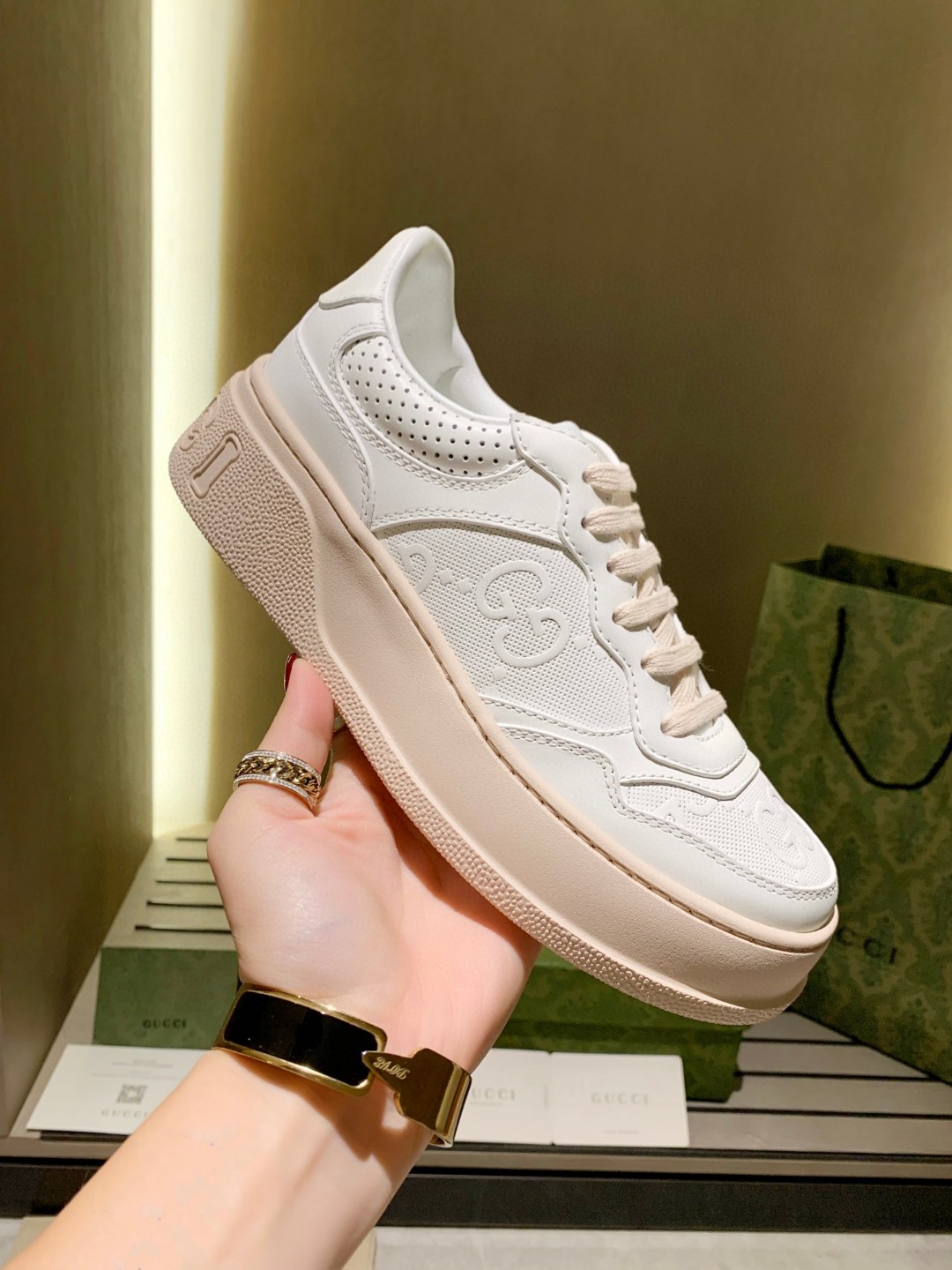 Gucci GG Platform Sneakers White
