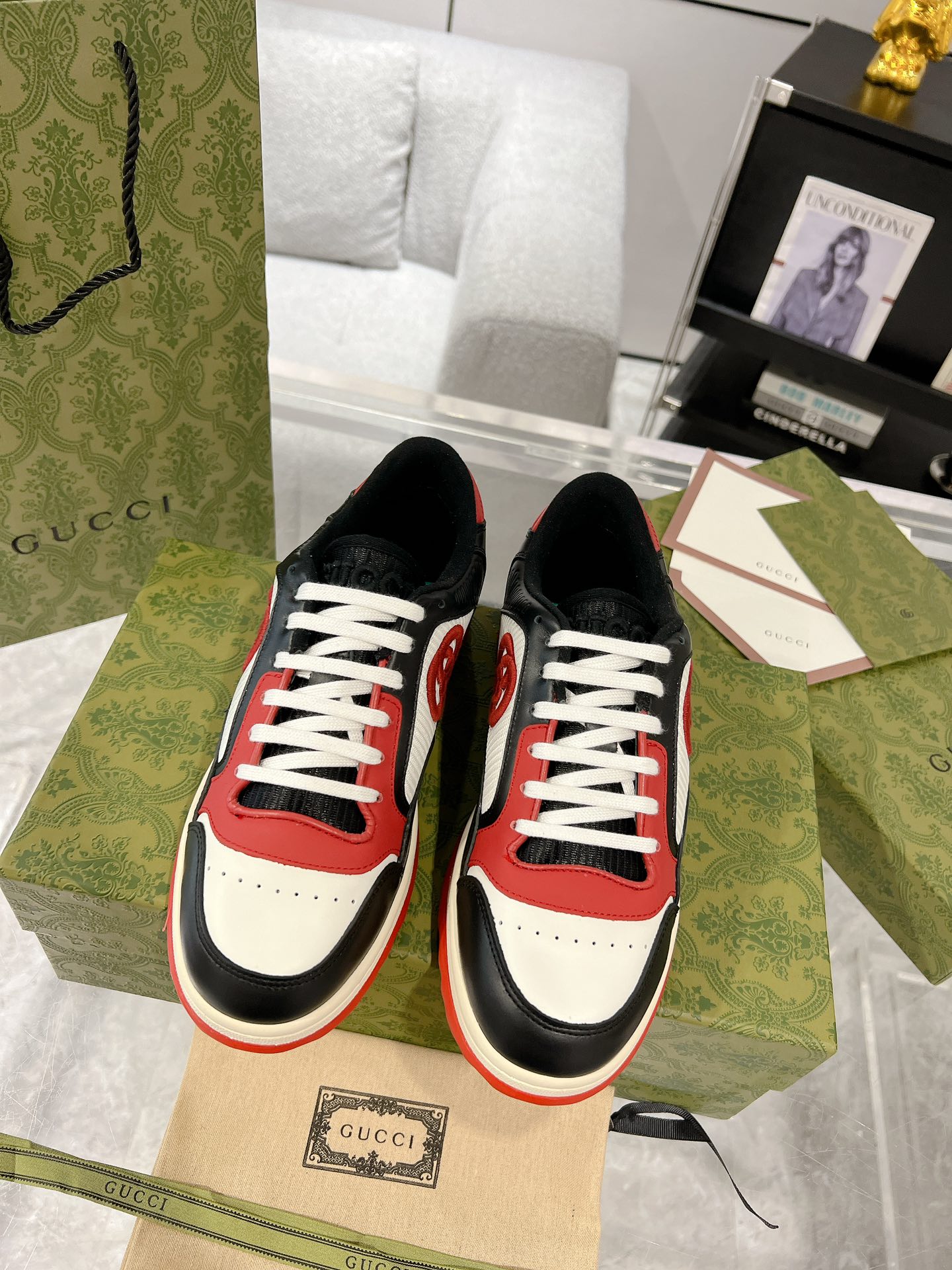 Gucci MAC80 Leather Sneakers Black Red