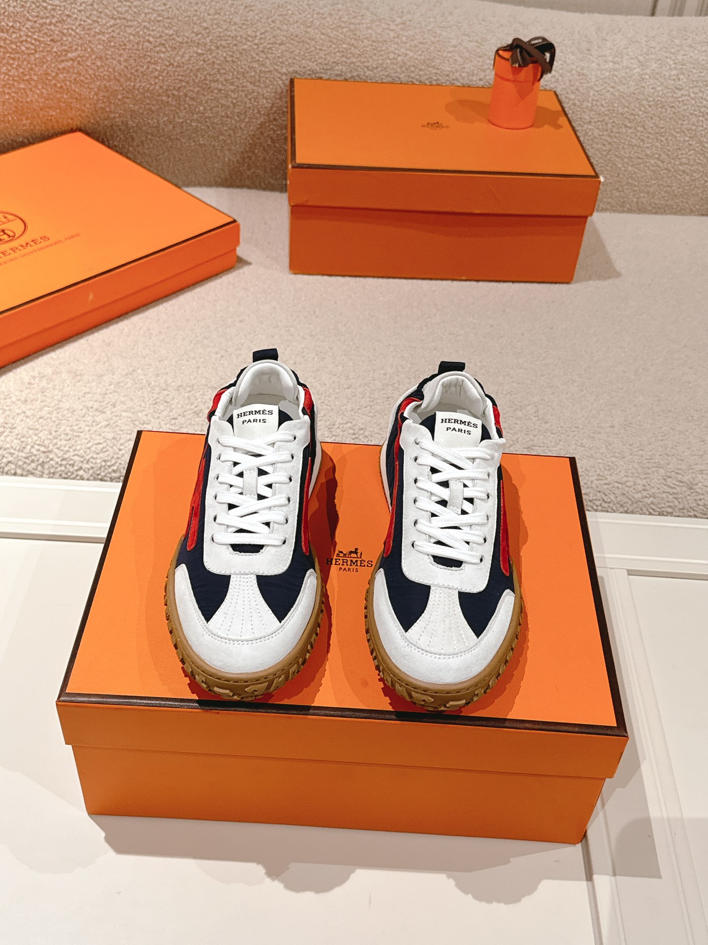 Hermes Suede H Sneakers Navy