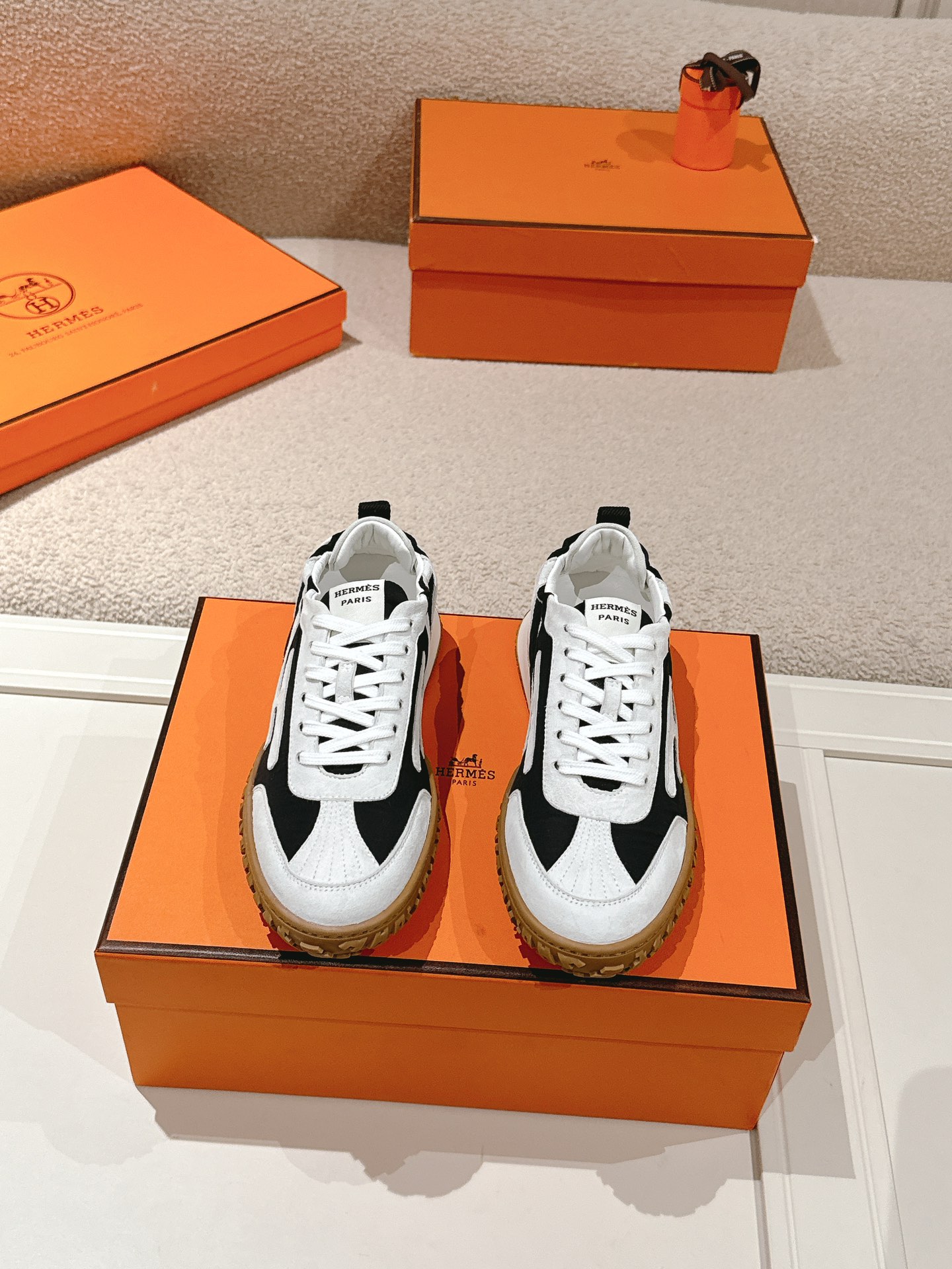 Hermes H-Detail Suede Sneakers Multicolor