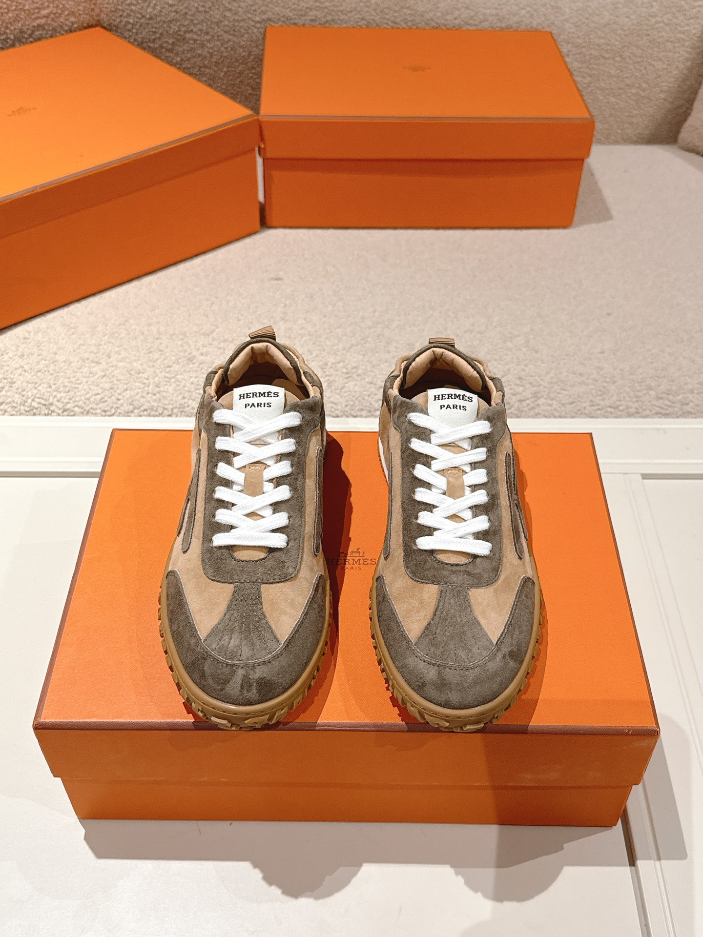 Hermes Suede H Logo Sneakers Multicolor