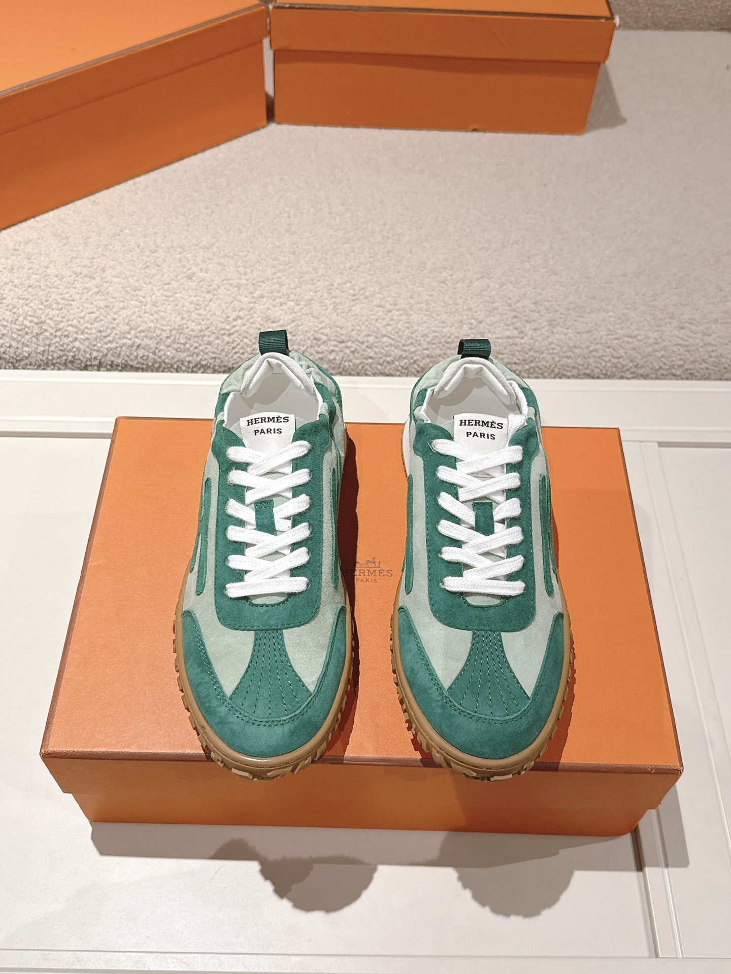 Hermes Suede H Sneaker Green