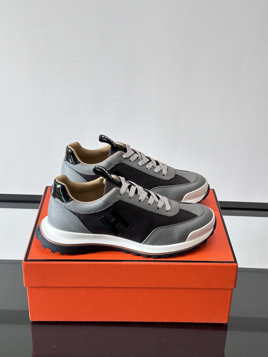 Hermes Hugo Platform Sneakers Grey/Black