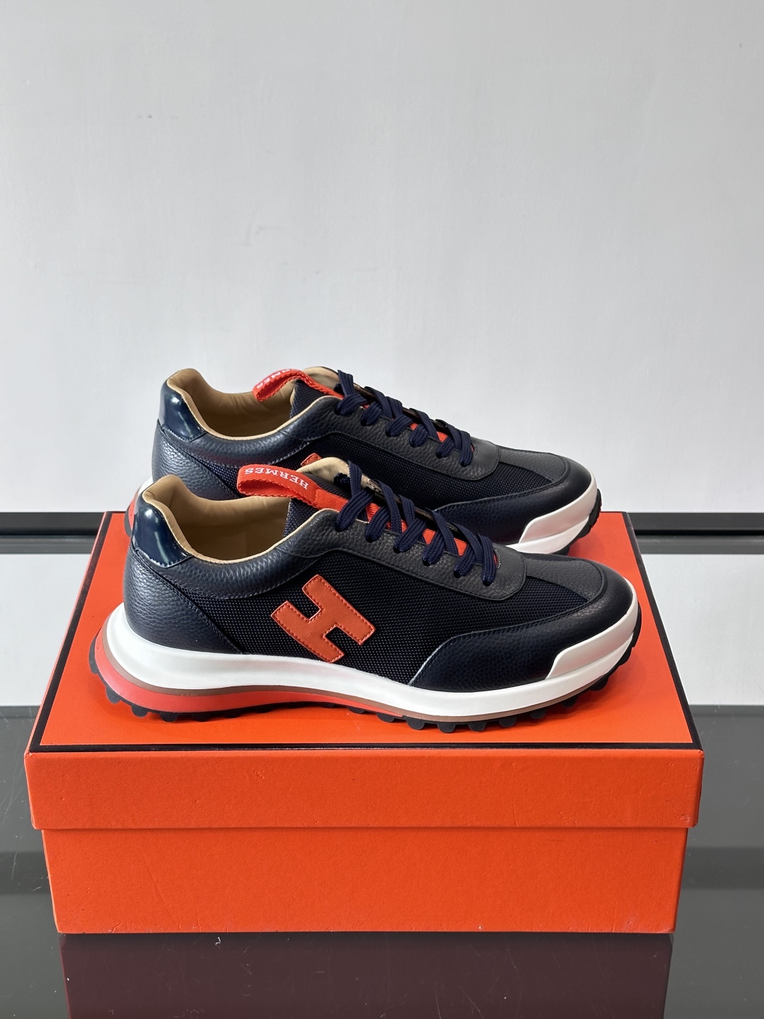 Hermes Hugo Platform Sneakers Navy/Red