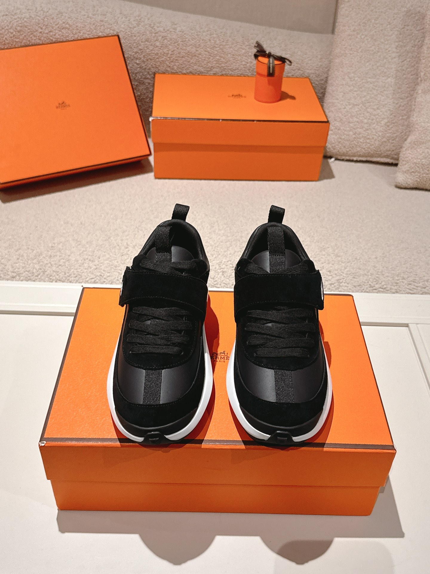 Hermes Calfskin Sport Sneakers Black