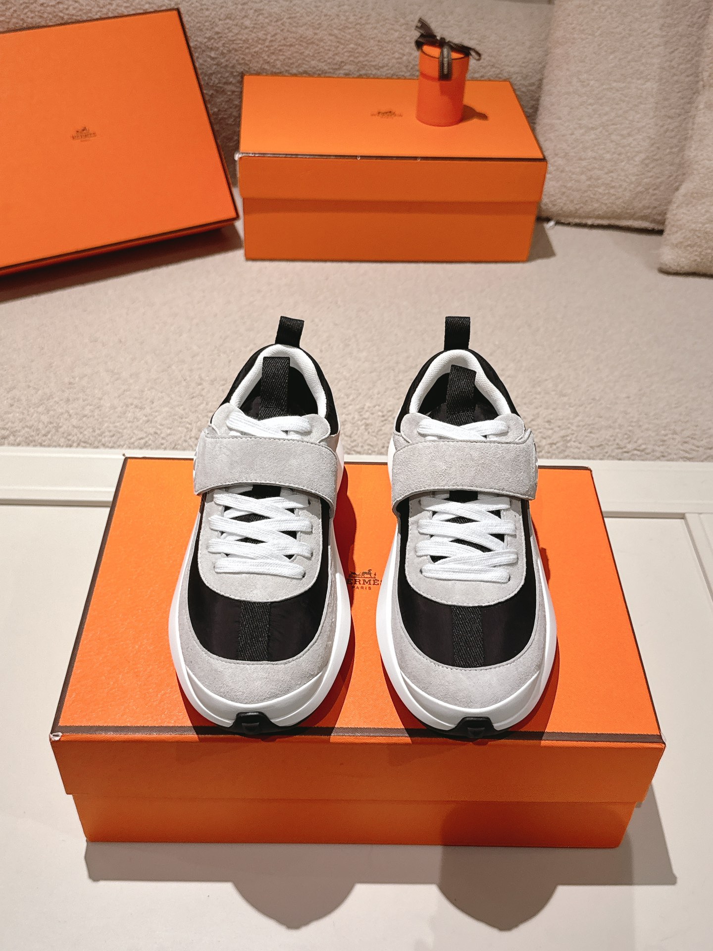 Hermes Couple Sport Sneakers Black/Grey