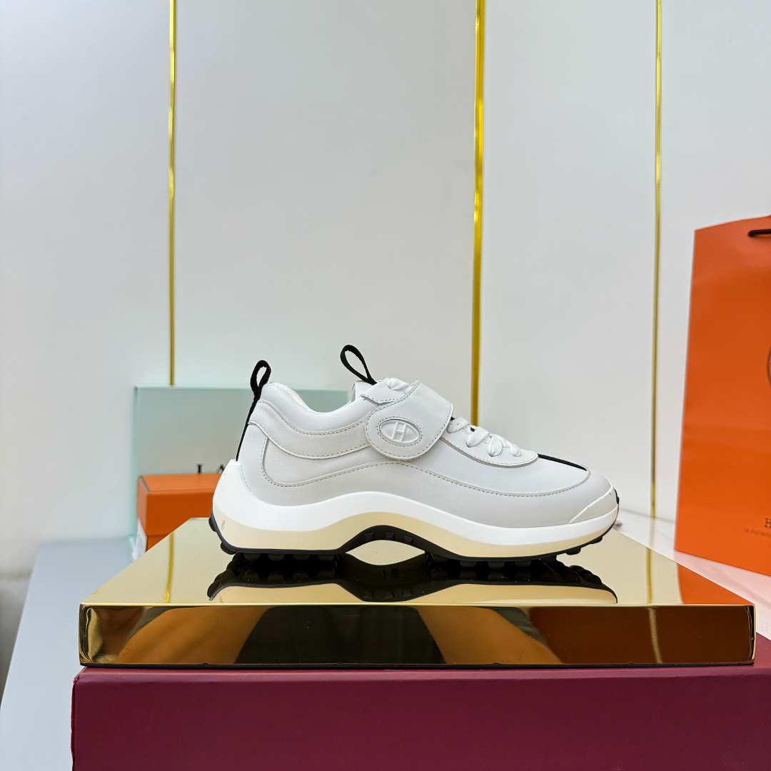 Hermes Loosneaker Velcro Sneaker White